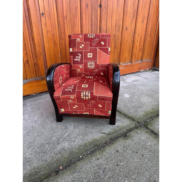 Art Deco Armchair with New Patterned Upholstery, 1930s For Sale - Image 4 of 8
