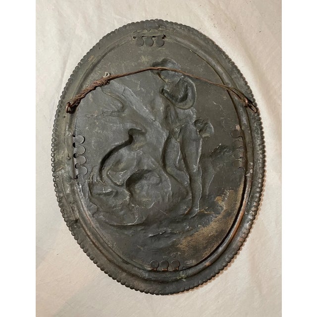 Antique 1800's Solid Bronze Relief Wall Plaque Art Animal Figural Scene Statue For Sale - Image 10 of 10