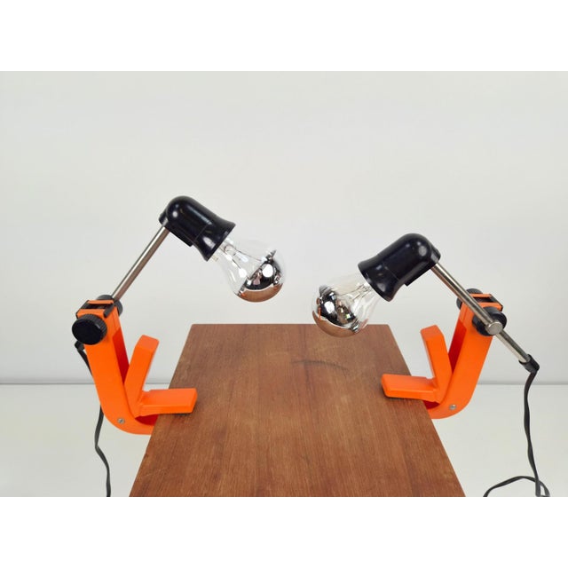 Metal Type 2323 Revue Clamp Lamps Orange Clip Lamp, 1970, Set of 2 For Sale - Image 7 of 9