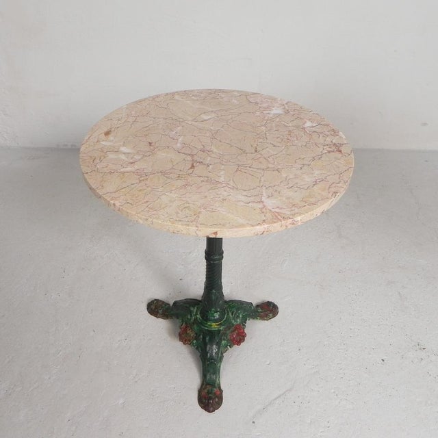 Bistro Table with Cast Iron Legs and Marble Top, 1920s For Sale - Image 3 of 18