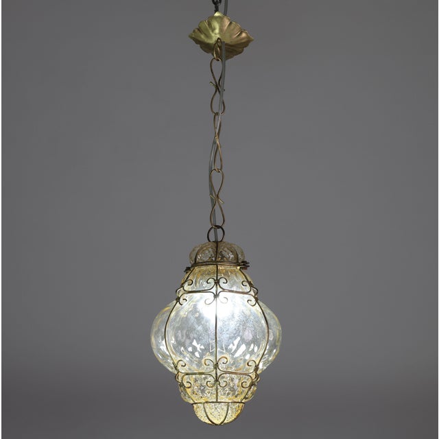 1970s Wonderful Amber Vintage Venetian Lantern, Murano Glass - Set of 2 For Sale - Image 4 of 16