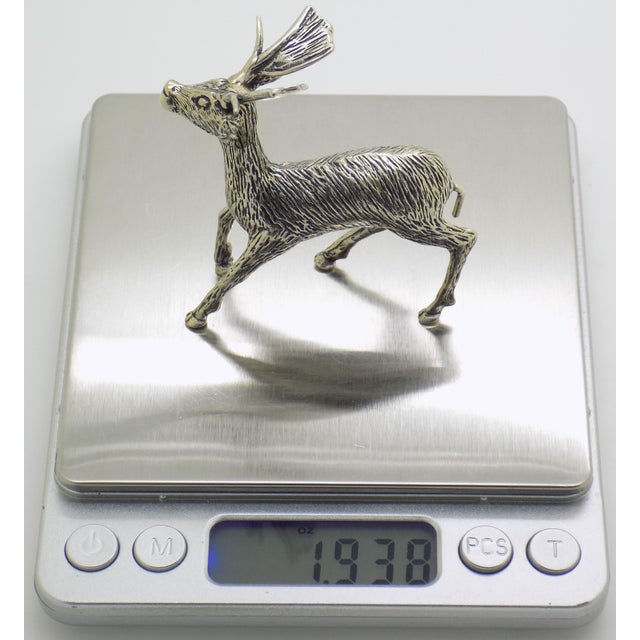 Silver Vintage Italian Handmade Genuine Silver Rare Deer Solid Figurine Detailed Sculpture For Sale - Image 8 of 9