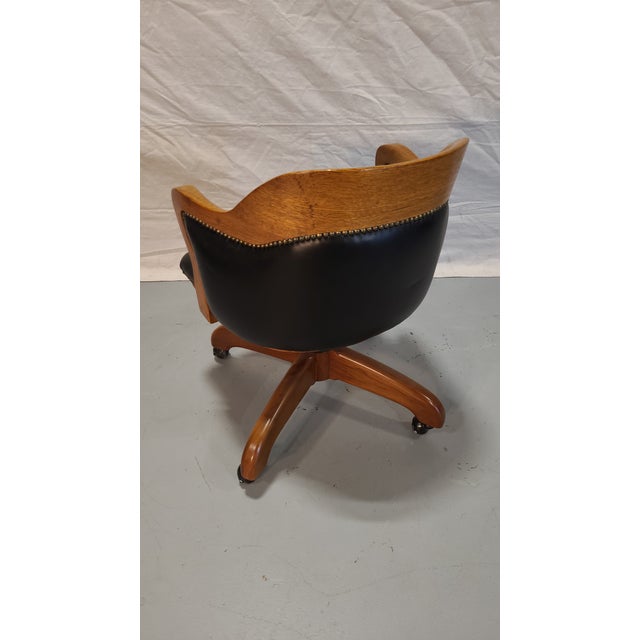 Traditional Mid 20th Century Vintage Leather Office Chair For Sale - Image 3 of 7