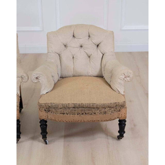 French Small Pair of 19th Century Napoleon III Chairs, Ready to Upholster For Sale - Image 3 of 8