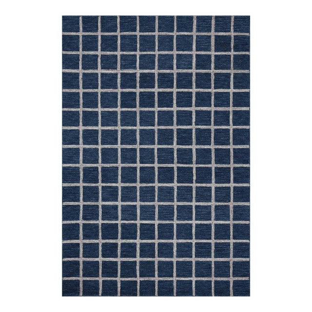 Chris Loves Julia x Loloi Polly Navy / Silver 2'-0" x 5'-0" Accent Rug For Sale