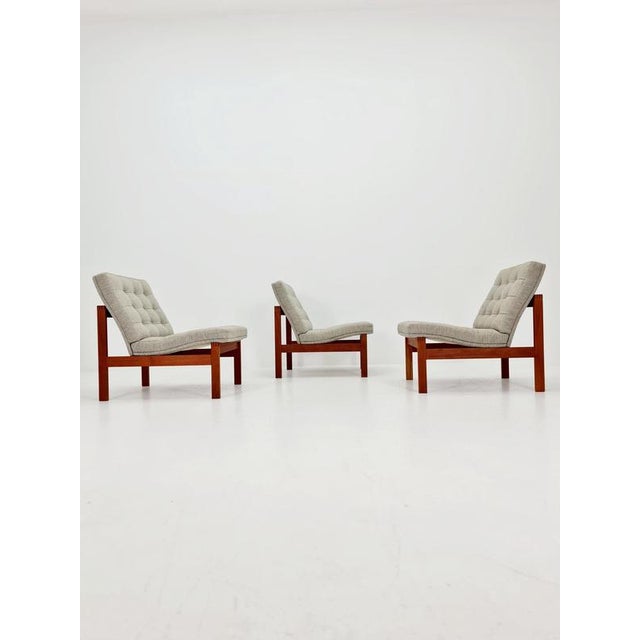 1 of 3 mid-century rare danish teak lounge chairs ole gjerlov knudsen &torben lind for france & son , 1960s design year:...