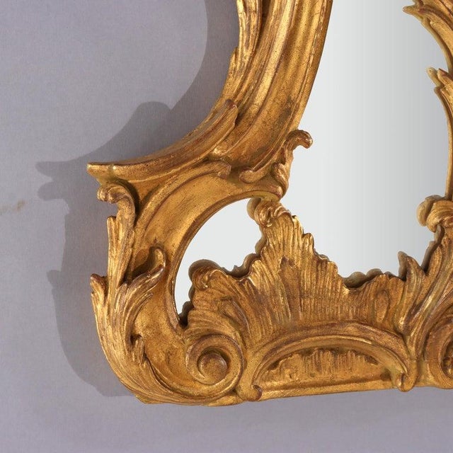 Wood Large 58" French Louis XIV Foliate Carved Gilt Wood Triptych Mantle Mirror C1890 For Sale - Image 7 of 8