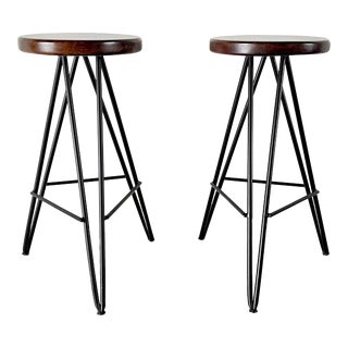 Pair Modern Hairpin Barstools For Sale