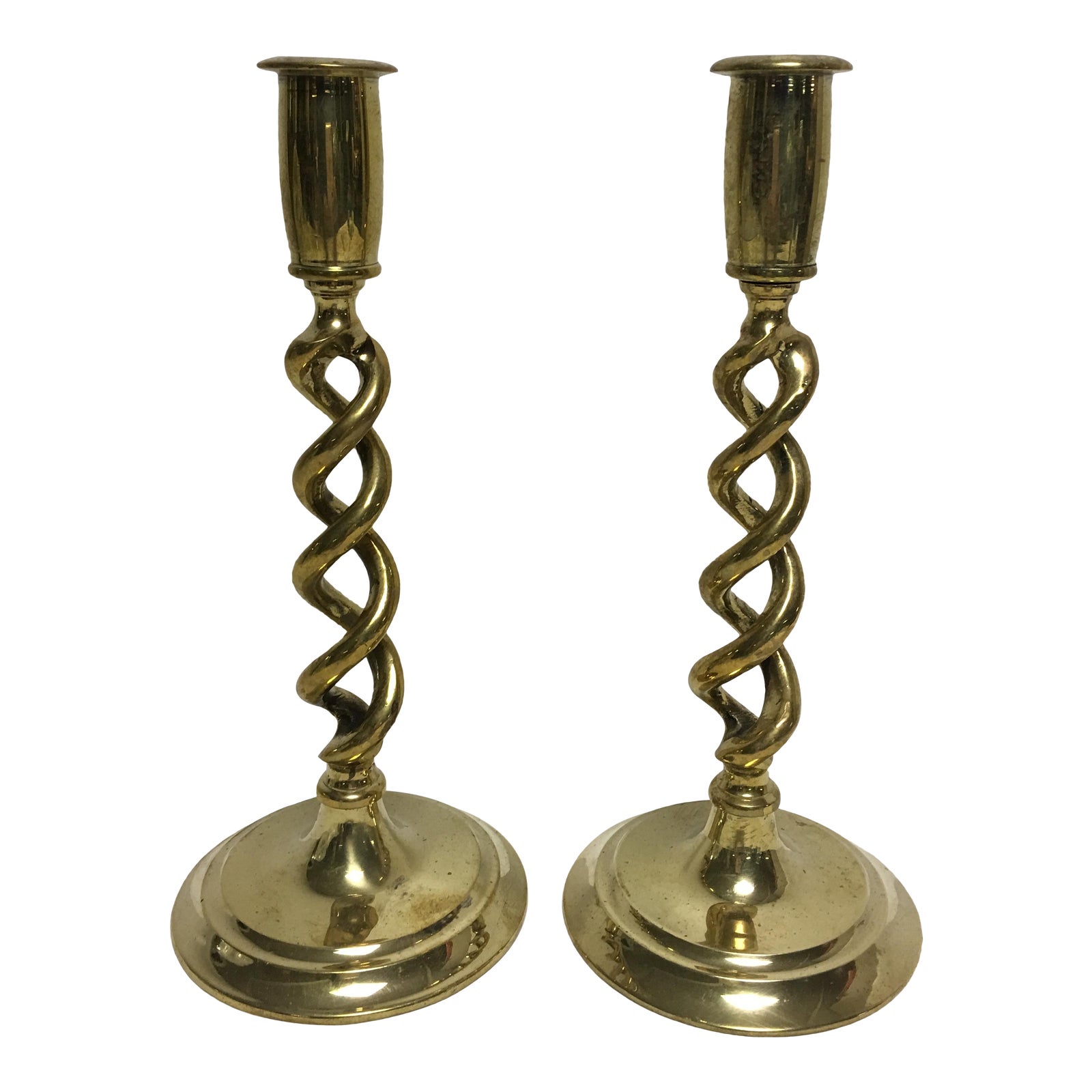 Antique Brass Barley Twist Candlesticks Pair Chairish