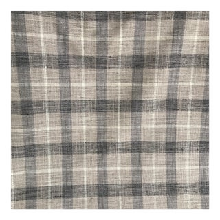 Grey & Beige Plaid Linen Fabric - 2 Yards For Sale