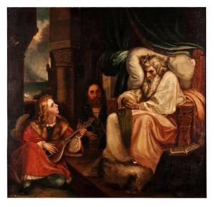 A. Sturm, The King and the Musical Page, 19th Century, Oil on Canvas, Framed