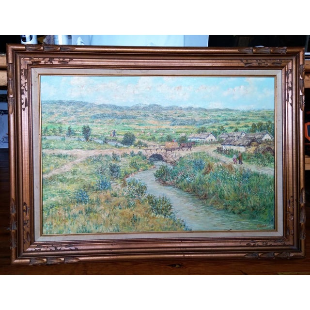 Expressionism 1950s "Bucolic Landscape" by John Fent Original Oil Painting For Sale - Image 3 of 5