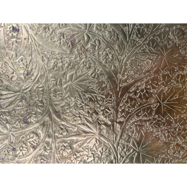 Vintage Etched Brass Oval Wall / Table Tray. Very large, middle eastern, and heavy. Carved leaf motif which I have never...