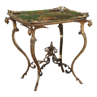 Antique Middle Victorian Bronze Papier Mache Table, England, 1800s For Sale