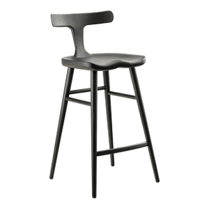 Modern Style Ash Solid Wood Bar Chair With Back in Black Color