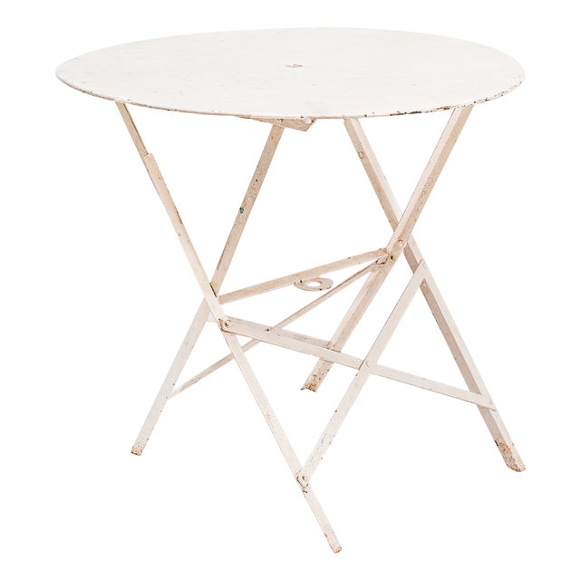 French Round Metal Garden Table, 1940s For Sale