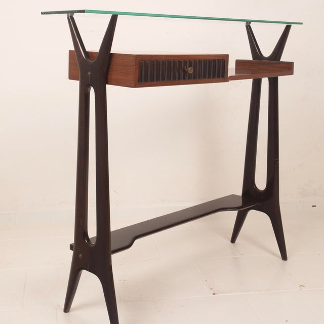 Wood Mid-Century Modern Italian Rosewood Console Table, 1950 For Sale - Image 7 of 18