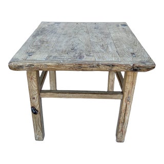 Rustic Bleached Wood Side Table or Coffee Table For Sale