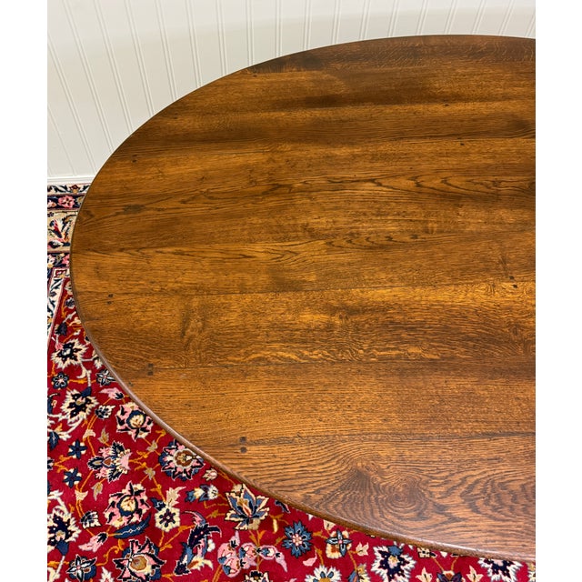 Antique English Country Oval Dining Table Farmhouse Pedestal Oak 1920s-30s For Sale - Image 14 of 18