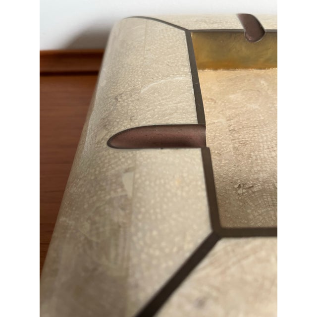 Vintage Maitland-Smith Tessellated Stone & Brass Ashtray, Karl Springer Style For Sale In New York - Image 6 of 9