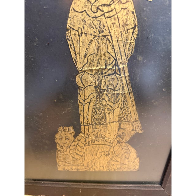 MidCentury Brass Rubbing of a Medieval Knight Sir John d'Aubernon For Sale - Image 4 of 5