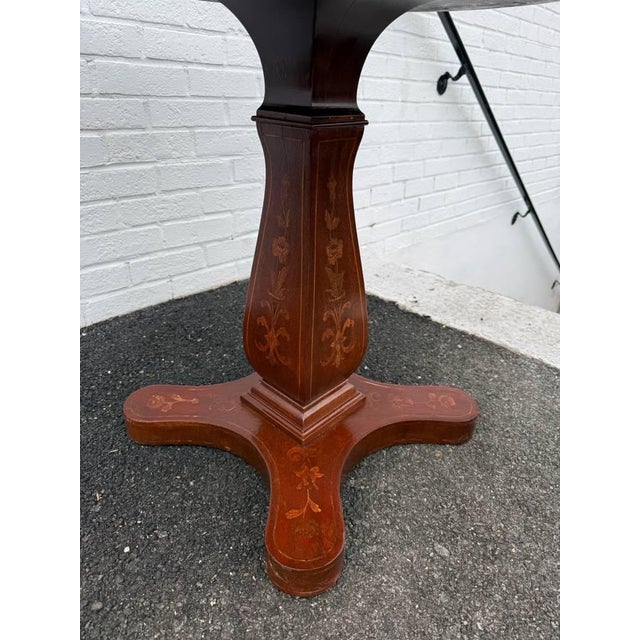 Mid 20th Century Charles X French-Style Marquetry Inlaid Pedestal Center Table For Sale - Image 12 of 15