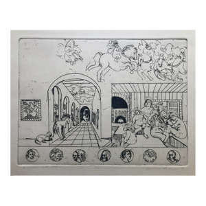 1973 Adrienne Anderson Annunciation With Bathers Etching
