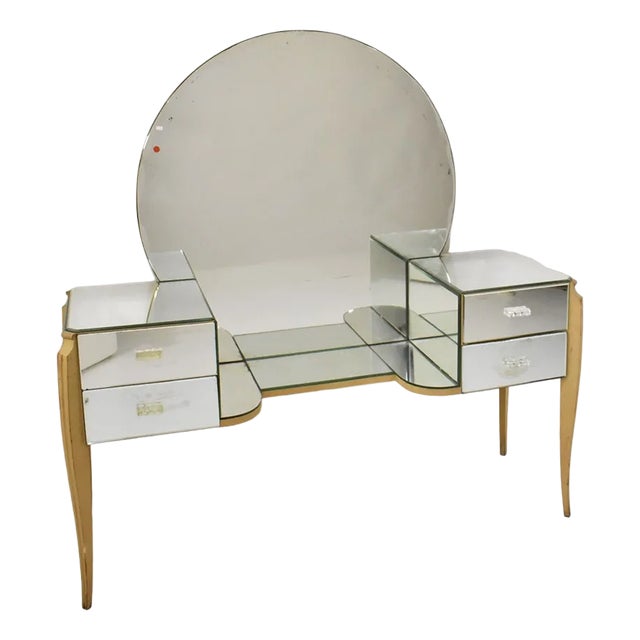 Large French Coiffeuse Glass Dressing Table for Ledies, 1950s For Sale