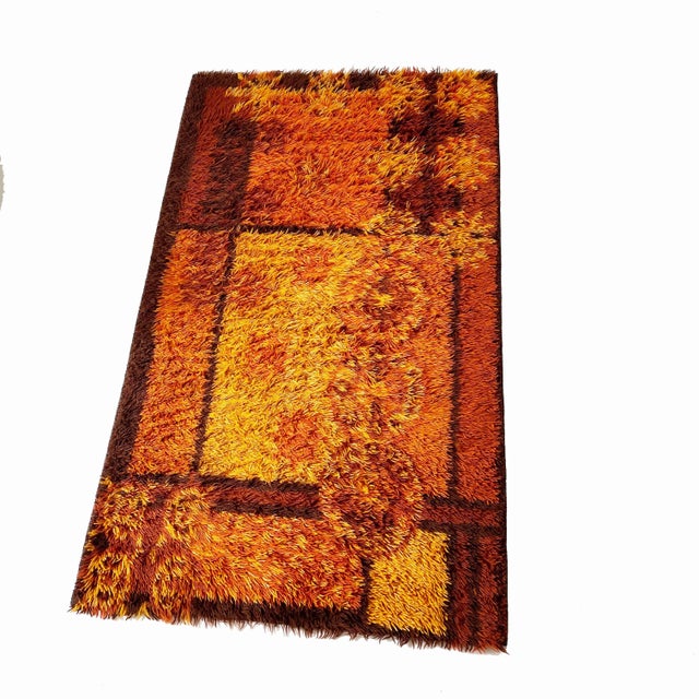 Original Scandinavian Square Pattern Rya Rug from Ege Taepper, Denmark, 1960s For Sale - Image 4 of 18