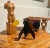 Handsome Mid-Century hand carved wood sculpture of an abstract female nude form. On a base of the same oak wood, standing...