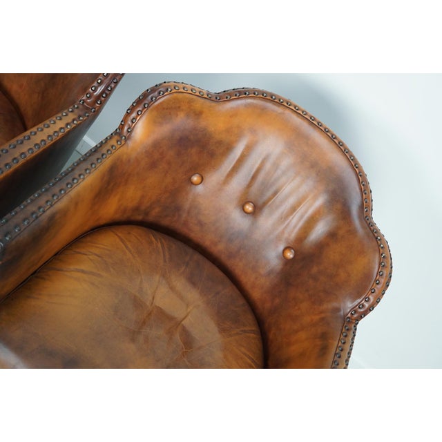 Vintage Dutch Cognac Colored Leather Club Chairs, 1970s, Set of 2 For Sale - Image 3 of 18