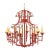Massive Vintage Italian Tole Red Faux Bamboo Birdcage Chandelier With Bells ~ Rewired ~ Restored ~ Rejuvenated ~ Ready to Hang ~ For Sale