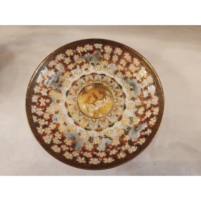 Ceramic Antique Signed Moriage Japanese Tea Cup, Saucer and Lid/Tea Bag Rest. For Sale - Image 7 of 10