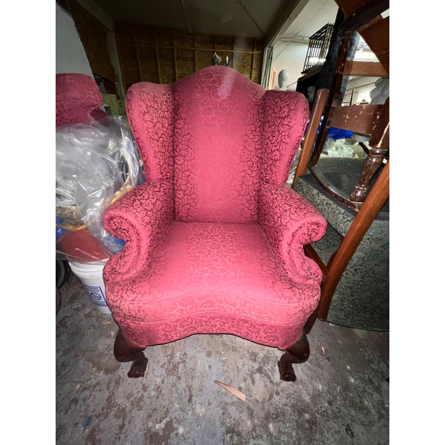 Burgundy Victorian Wingback Chair Chairish