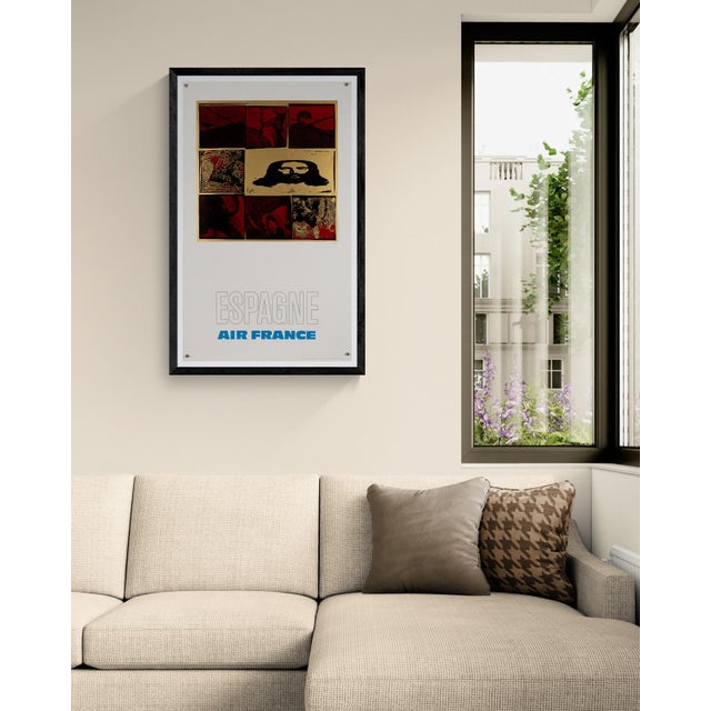 This original 1971 travel poster for Air France promotes tourism to Spain, designed by French artist Raymond Pagès. The...