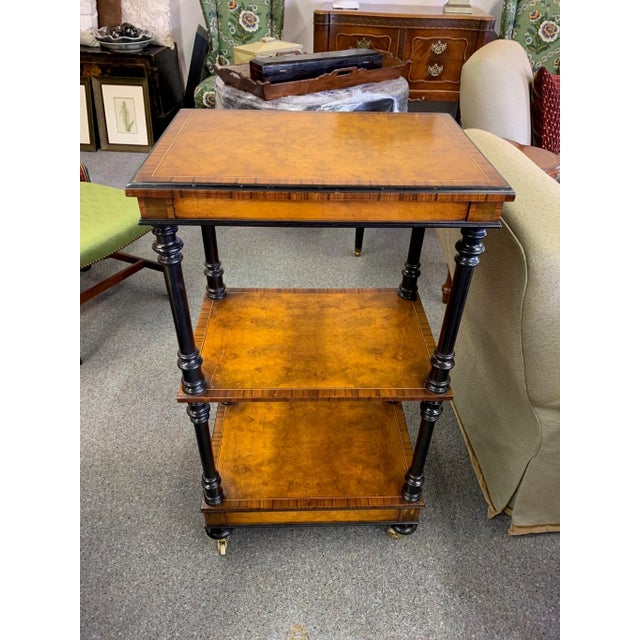 Italian Burled Wood and Black Triple Shelf For Sale - Image 10 of 11