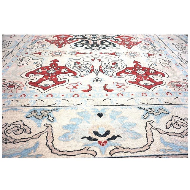 Persian Sultanabad Wool 10x14 Ivory, Blue, & Red Handmade Area Rug #1143766 For Sale - Image 10 of 14