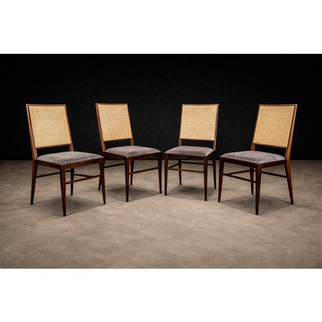 Brazilian Modern Set of Four Rosewood & Cane Dining Chairs by Celina, Brazil, 1960s - Lot 564B For Sale - Image 11 of 16