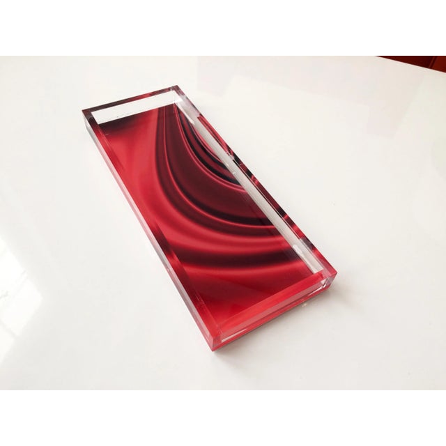 Contemporary Lucite Red Drapery Tray For Sale - Image 3 of 6