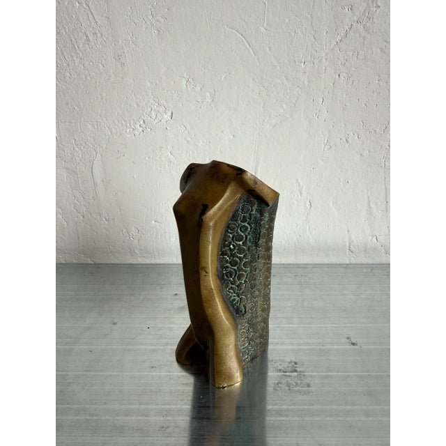 Mid-Century Brazilian modern bronze vase or desk accessory / pen holder with a sculptural female bust circa 1960s.