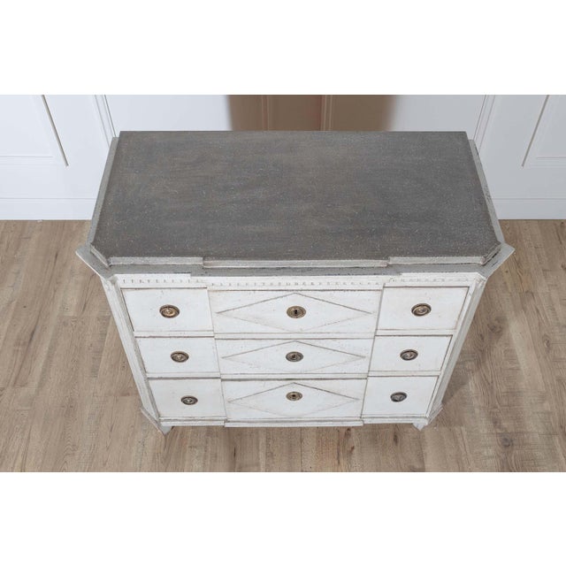 Gustavian (Swedish) Swedish Gustavian Style Painted Chest of Drawers with Grey Top, circa 1880 For Sale - Image 3 of 8