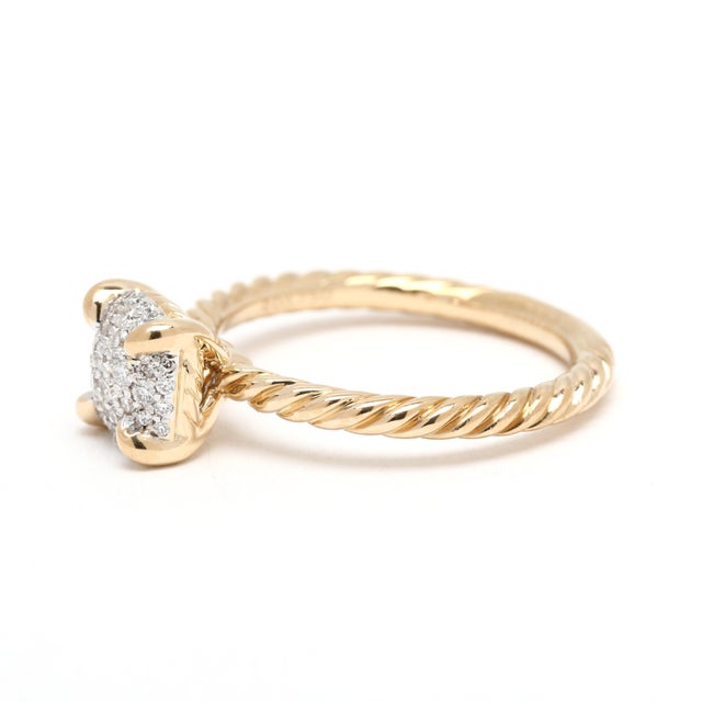 David Yurman .15ctw Diamond Engagement Ring, 18k Yellow Gold, Ring Size 5 For Sale - Image 4 of 6