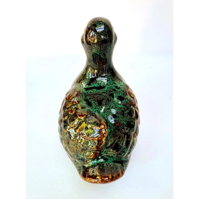 Ceramic Vintage Drip Glaze Ceramic Duck Figurine, Mottled Green Art Pottery For Sale - Image 7 of 11