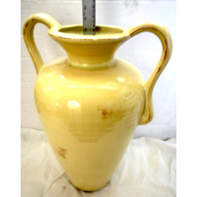 Oversize 1950s Haeger Potteries 20" Pastel Yellow Ceramic Amphora Floor Vase For Sale - Image 10 of 11