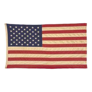 Vintage Cotton American Flag With Embroidered Stars For Sale