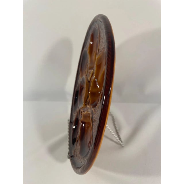 1960s French St Clement Majolica Honey Brown Oyster Plate For Sale - Image 6 of 14