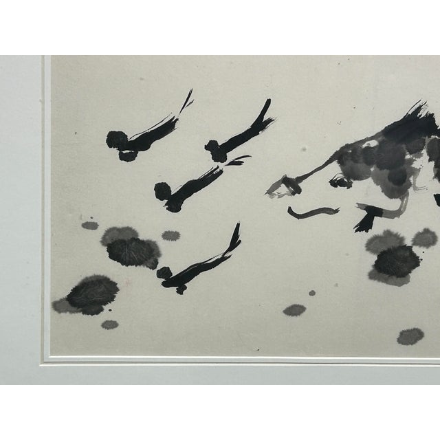 Oriental Thumb Ink Paint Koi Fishes Horizontal Wood Framed Art For Sale - Image 10 of 10