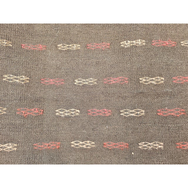 Vintage Baluch Sofreh Tribal Kilim, Handwoven Wool, Geometric Pattern, Brown & Red, 4’ X 4’ For Sale In Chicago - Image 6 of 10