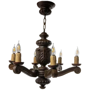 Renaissance Spanish Oak Ceiling Lustre Lamps, 1960s