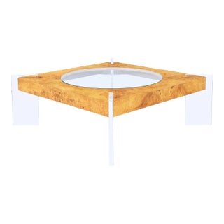 Mid-Century Modern Burl Wood and Lucite Coffee Table by Vladimir Kagan For Sale